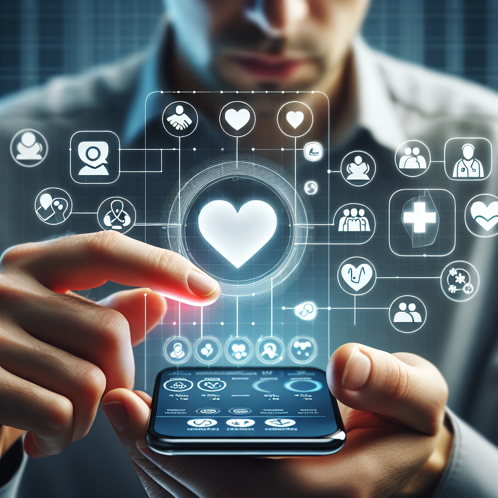 A person using the PocketWin app, exploring various community care features on their smartphone, with focused attention on navigating the user-friendly interface.