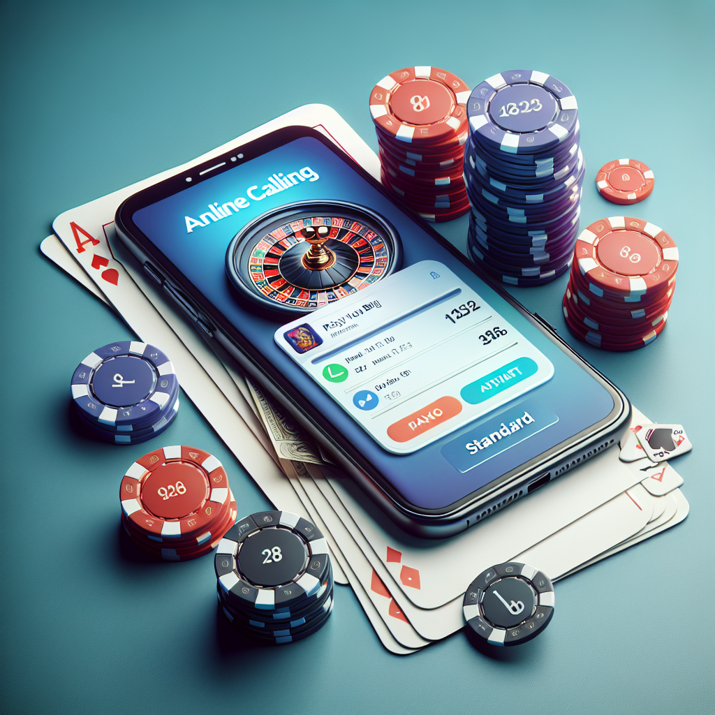 A smartphone displaying a casino app, surrounded by poker chips and playing cards, illustrating the concept of paying via phone bill for online gambling.